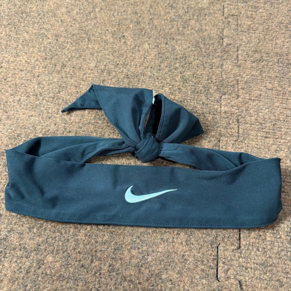 Nike Pickleball Tie Headband Black Dri-FIT Athletic Tennis Head Wrap Swoosh Logo